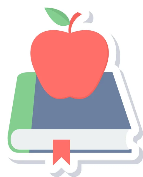 Εκπαίδευση Εικονίδιο Του Βιβλίου Μήλων Επίπεδη Στυλ — Διανυσματικό Αρχείο