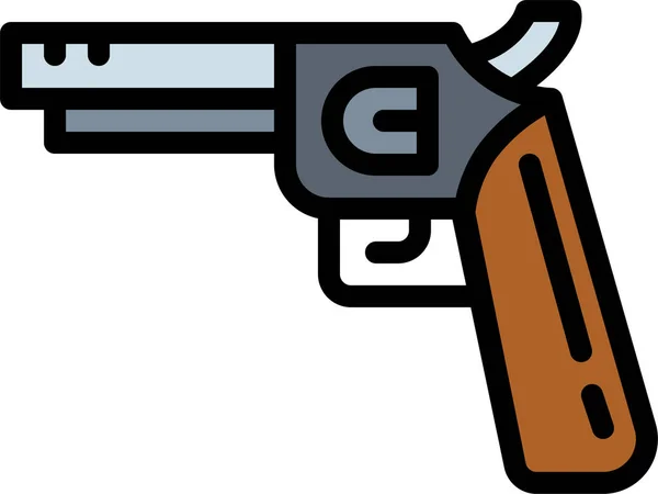 Pistola Pistola Revólver Icono Estilo Contorno Lleno — Vector de stock