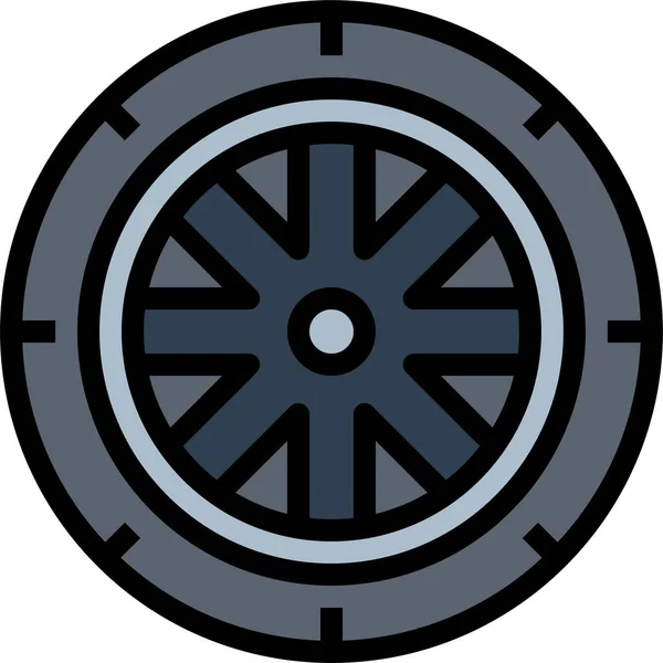 Icono Del Neumático Unidad Coche Estilo Contorno Lleno — Vector de stock
