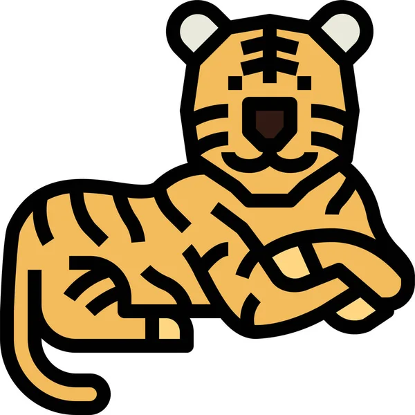 Икона Дикой Природы Тигра Стиле Заполненного Контура — стоковый вектор