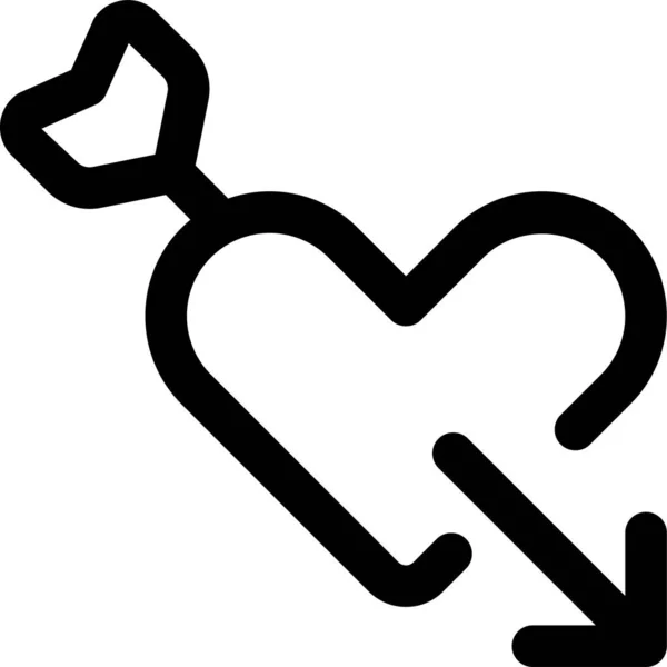 Amor Corazón Flecha Icono Estilo Esquema — Vector de stock