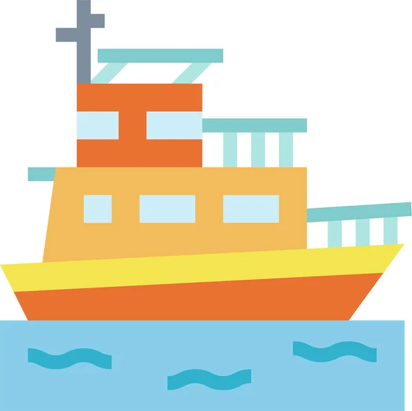Navigation Segelboot Transport Ikone Flachen Stil — Stockvektor