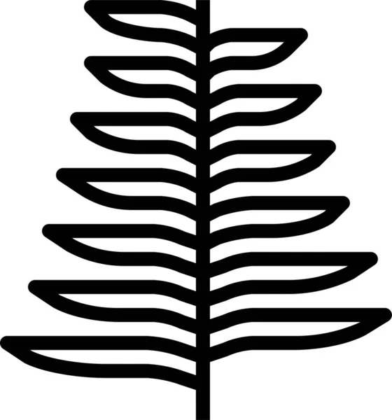 Botanická Kapradinová Ikona Stylu Osnovy — Stockový vektor