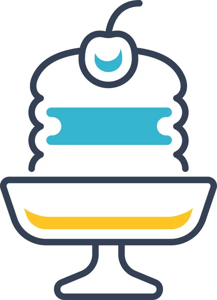 Pastel Cereza Postre Icono — Vector de stock