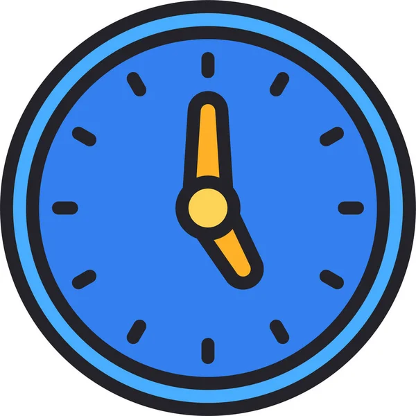 Tijd Klok Horloge Pictogram Gevulde Outline Stijl — Stockvector