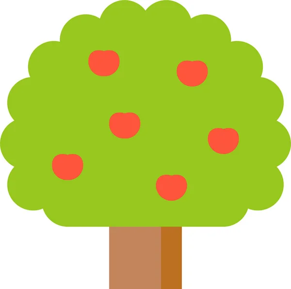 Ikon Alam Pohon Apel Dalam Gaya Datar - Stok Vektor