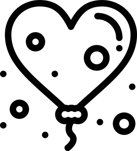 Balloon Heart Love Icon Outline Style — Stock Vector