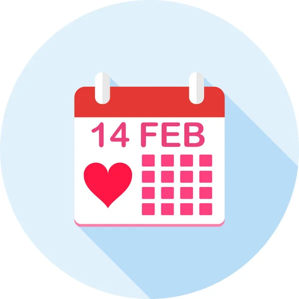 Kalendář Láska Romantika Ikona Plochém Stylu — Stockový vektor