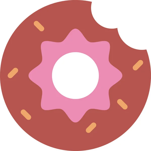 Dessert Donut Food Ikone Flachen Stil — Stockvektor