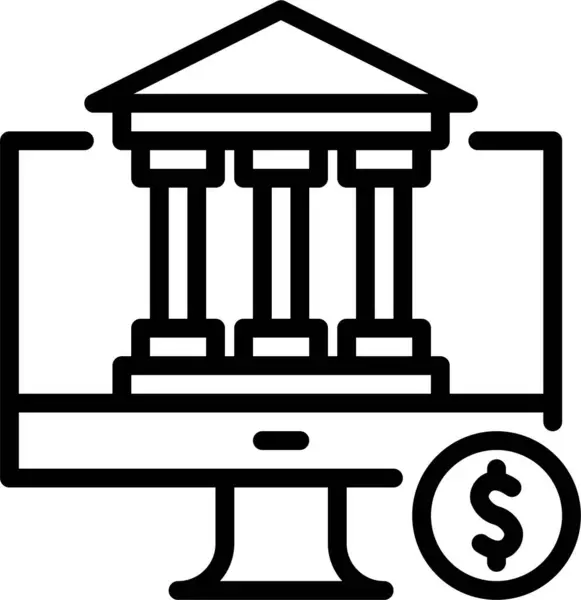 Ikon Monitor Perbankan Daring - Stok Vektor