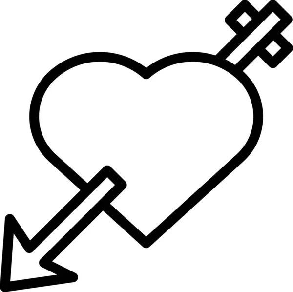 Pfeil Amor Herzen Symbol Umriss Stil — Stockvektor