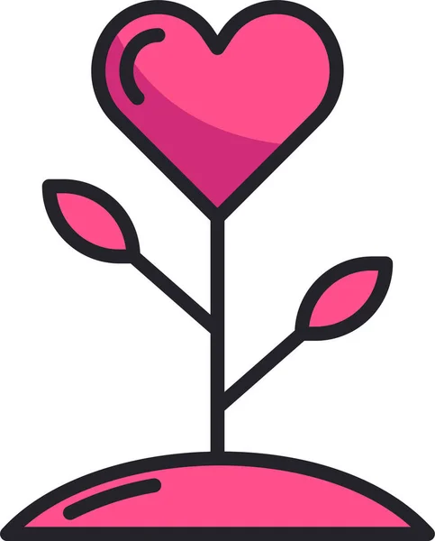 Fleur Croissance Coeur Icône Dans Amour Romance Catégorie — Image vectorielle