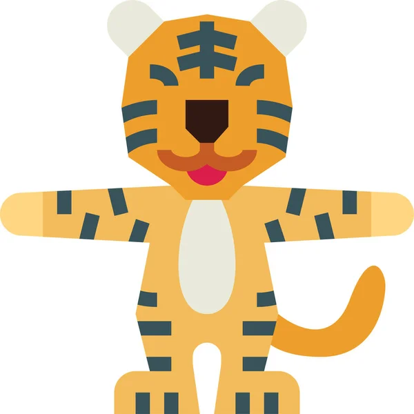 Tigre Mamífero Fauna Icono — Vector de stock