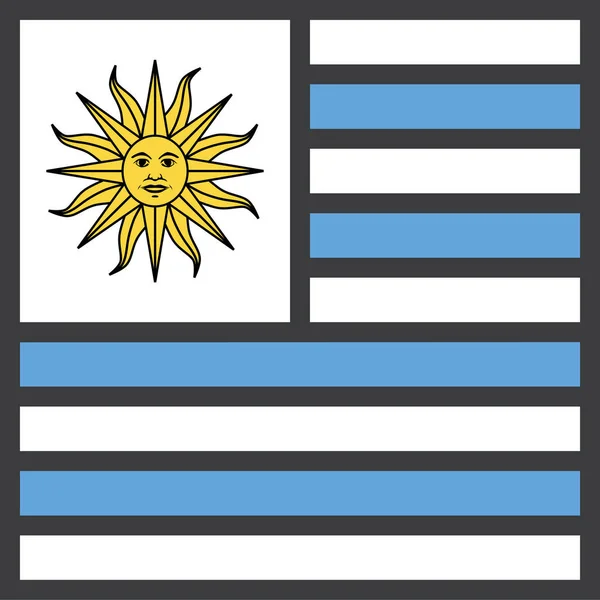 Bandera Del País Uruguay Icono Estilo Contorno Lleno — Vector de stock