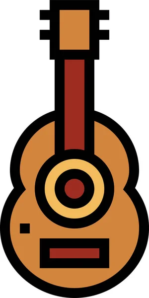 Folk Guitar Love Icon Filled Outline Style - Stok Vektor