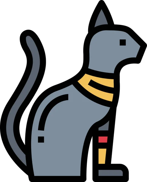 Ícone Egypt Egípcio Gato Estilo Esboço Preenchido — Vetor de Stock
