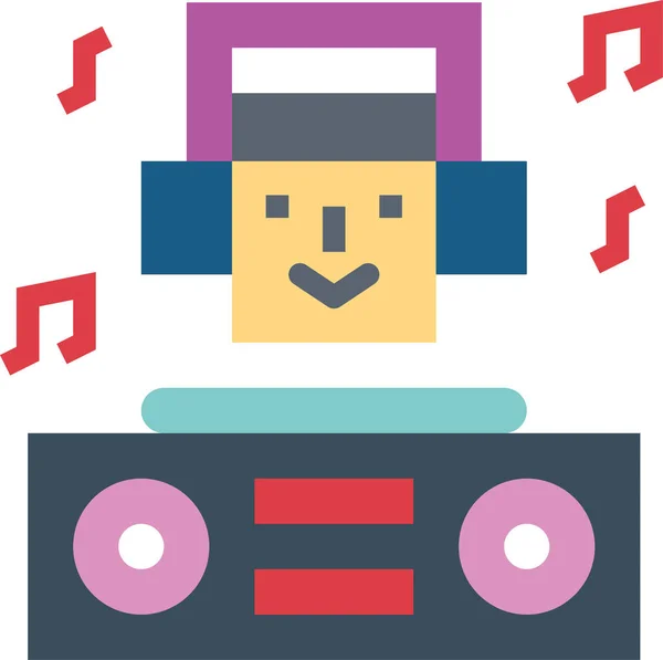 Disc Jockey Music Icon Flat Style — Stock Vector