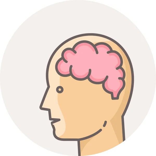 Brain Human Face Icon Flat Style — Stock Vector