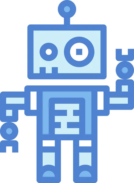 Children Metal Robot Icon Filled Outline Style — Stock Vector