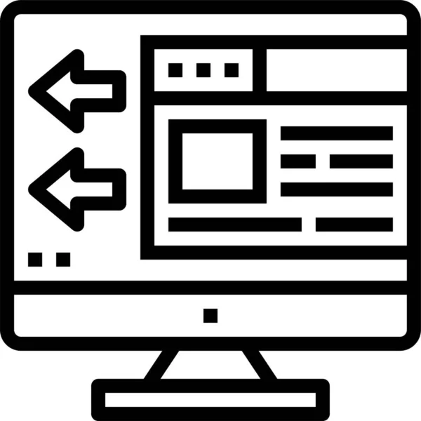 Ikona Multimediálního Přenosu Prohlížeče Stylu Osnovy — Stockový vektor