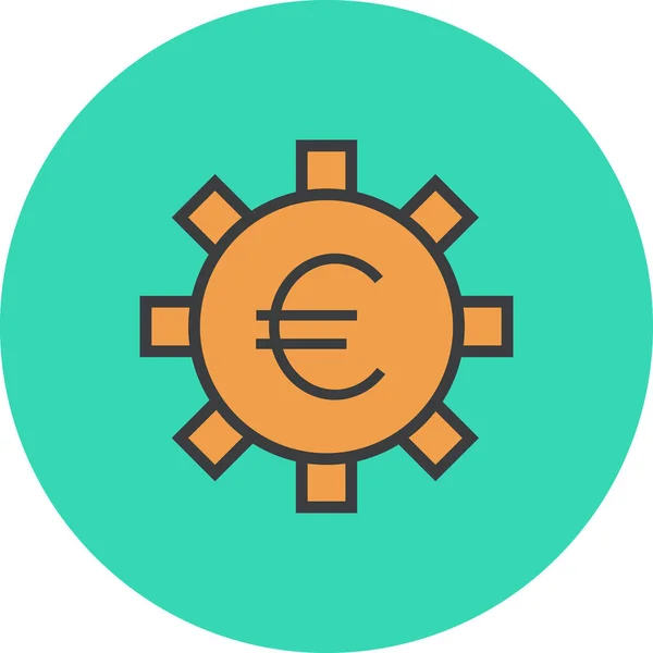 Negocio Bancario Icono Del Euro Estilo Esquema Lleno — Archivo Imágenes Vectoriales