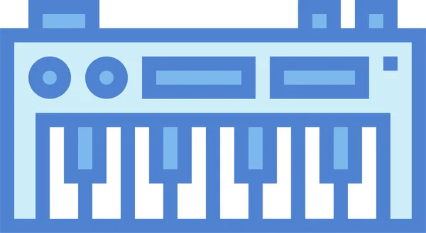 Ηλεκτρικό Πληκτρολόγιο Πιάνο Εικονίδιο Στυλ Γεμάτο Περίγραμμα — Διανυσματικό Αρχείο