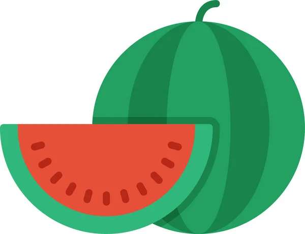 Icono Agua Melón Fruta Estilo Plano — Vector de stock