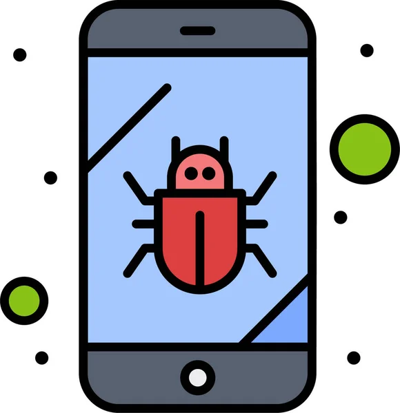 Bug Icône Sécurité Mobile Dans Style Contour Rempli — Image vectorielle