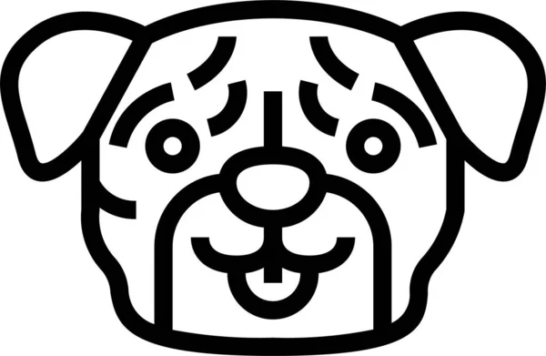 Pug Perro Mascota Icono Estilo Del Esquema — Vector de stock