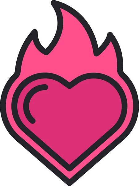 Heart Flame Fire Icon Love Romance Category — Stock Vector