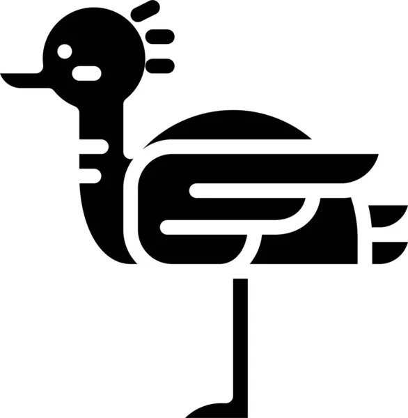 Avestruz Pájaro Icono Vida Silvestre Estilo Sólido — Vector de stock