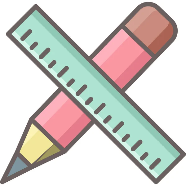 Pencil Ruler Draw Icon Filled Outline Style — Stock Vector