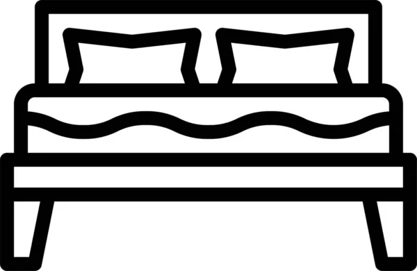 Двуспальная Кровать Иконка Стиле Наброска — стоковый вектор