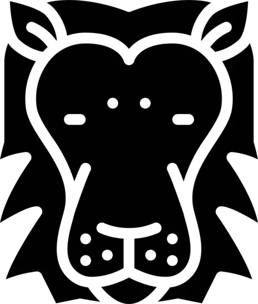 Животные Икона Льва Млекопитающего Твердом Стиле — стоковый вектор