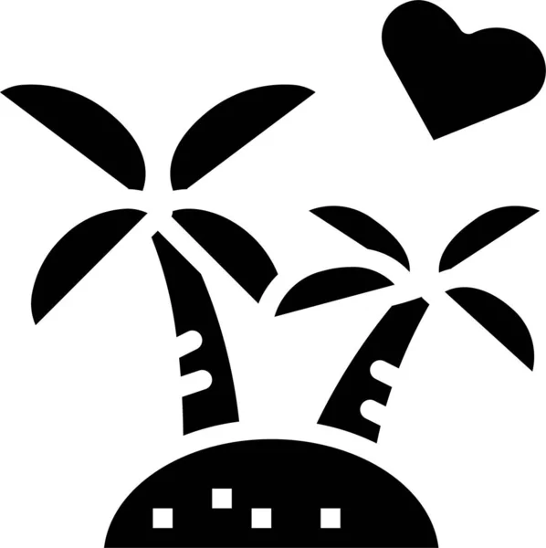 Insel Natur Palme Ikone Der Kategorie Liebe Romantik — Stockvektor