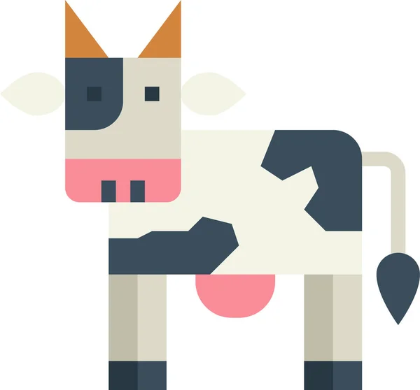 Animal Vache Mammifère Icône Dans Style Plat — Image vectorielle