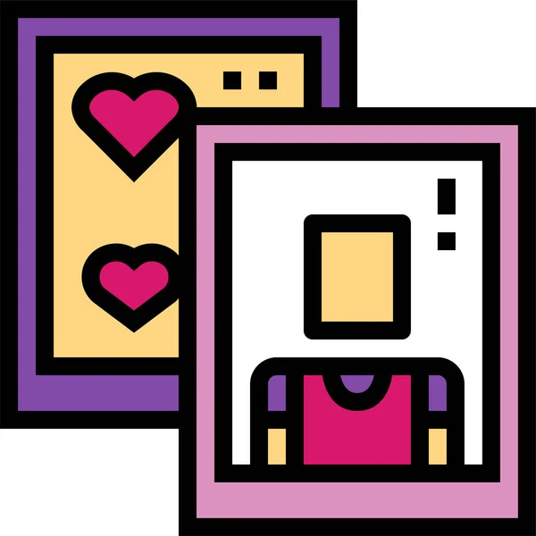 Kaart Hart Liefde Pictogram Gevulde Outline Stijl — Stockvector