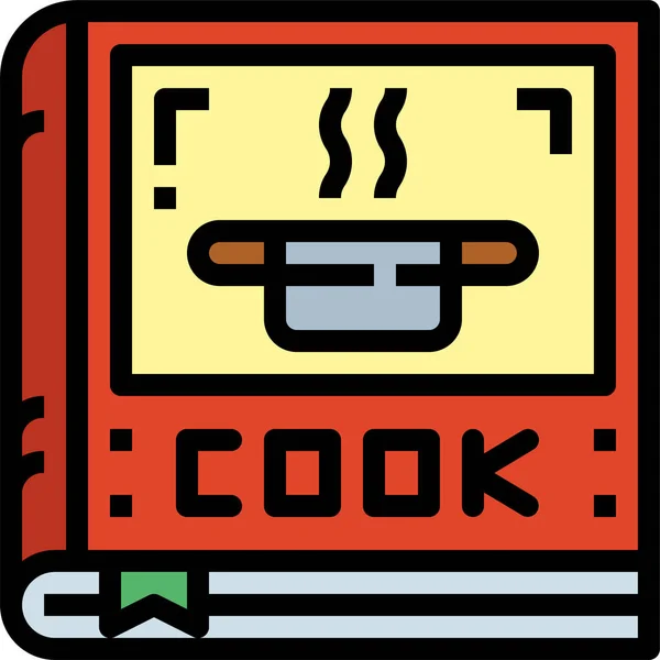 Libro Cocina Ingredientes Icono Estilo Contorno Lleno — Archivo Imágenes Vectoriales