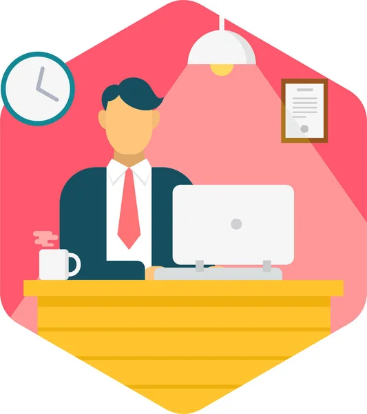 Office Work Business Icon Flat Style — Stock Vector