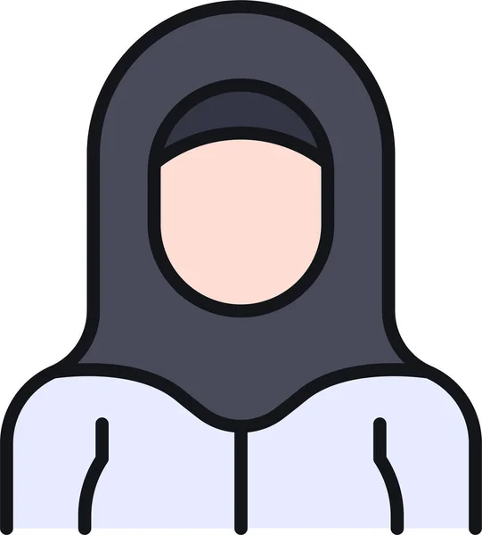 Avatar Flicka Hijab Ikon — Stock vektor