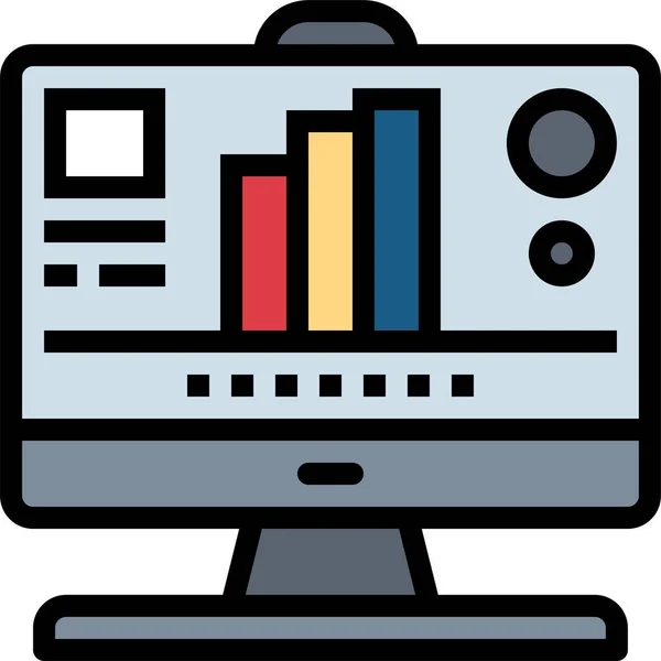 Ícone Monitor Computador Analytics Estilo Esboço Preenchido —  Vetores de Stock