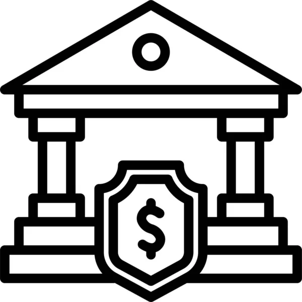 Ícone Proteção Escudo Bancário Estilo Esboço — Vetor de Stock
