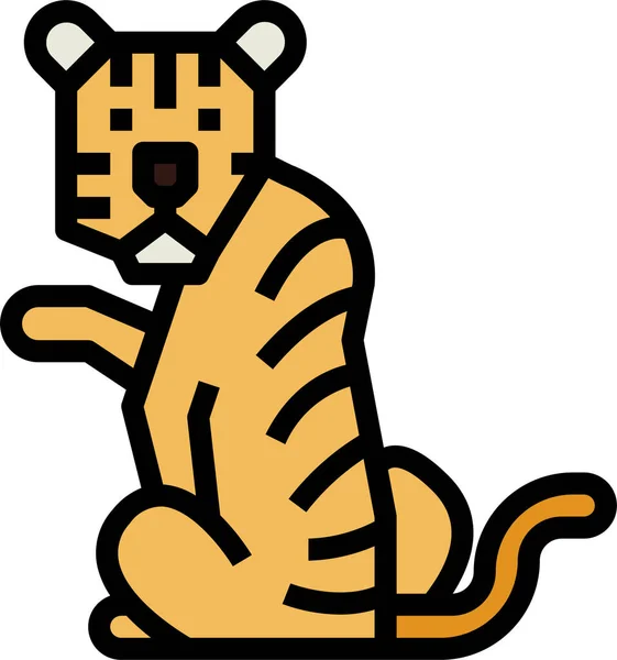 Икона Дикой Природы Тигра Стиле Заполненного Контура — стоковый вектор