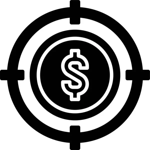 Objetivo Dólar Ícone Destino Estilo Sólido — Vetor de Stock