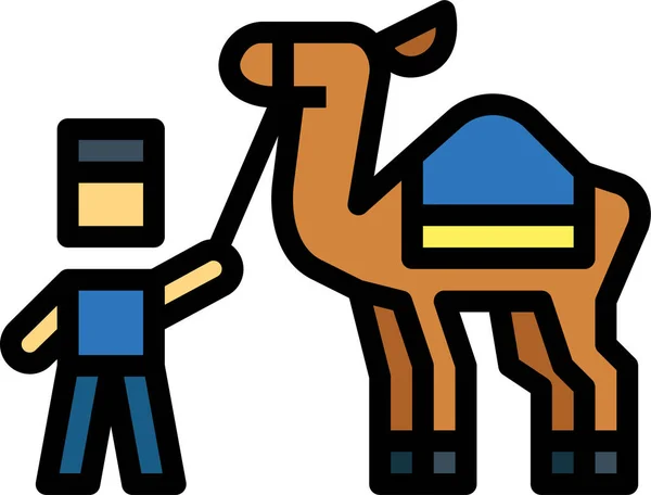 Camel Zoo Animal Icono Estilo Contorno Lleno — Archivo Imágenes Vectoriales