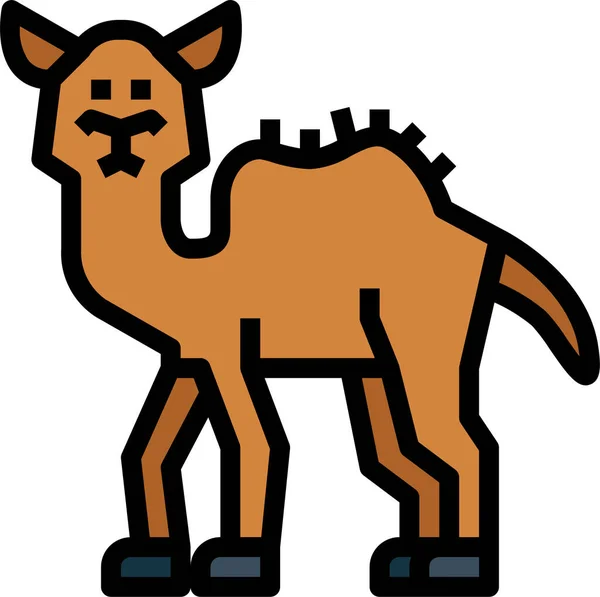 Икона Животных Верблюжьего Зоопарка Стиле Заполненного Контура — стоковый вектор