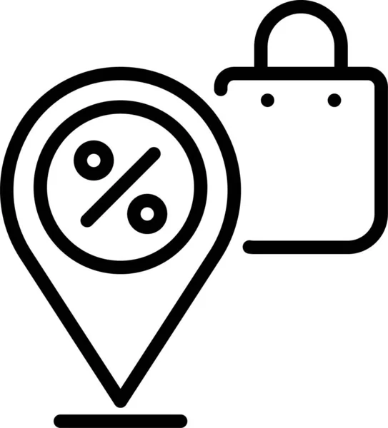 Bag Discount Pin Icon — Stock Vector