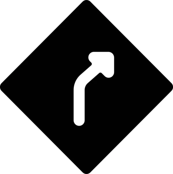Дорожный Знак Правый Значок Твердом Стиле — стоковый вектор