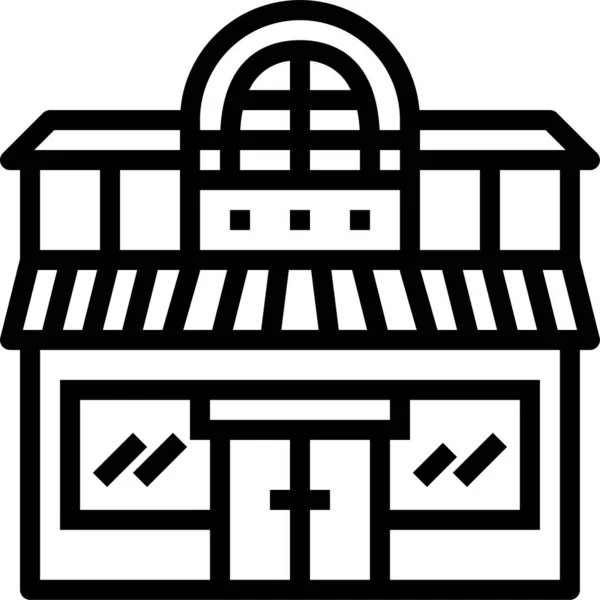 Arcade Building Center Ikone Umrissstil — Stockvektor