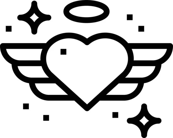 Romantické Tvary Valentýnské Ikony Stylu Osnovy — Stockový vektor